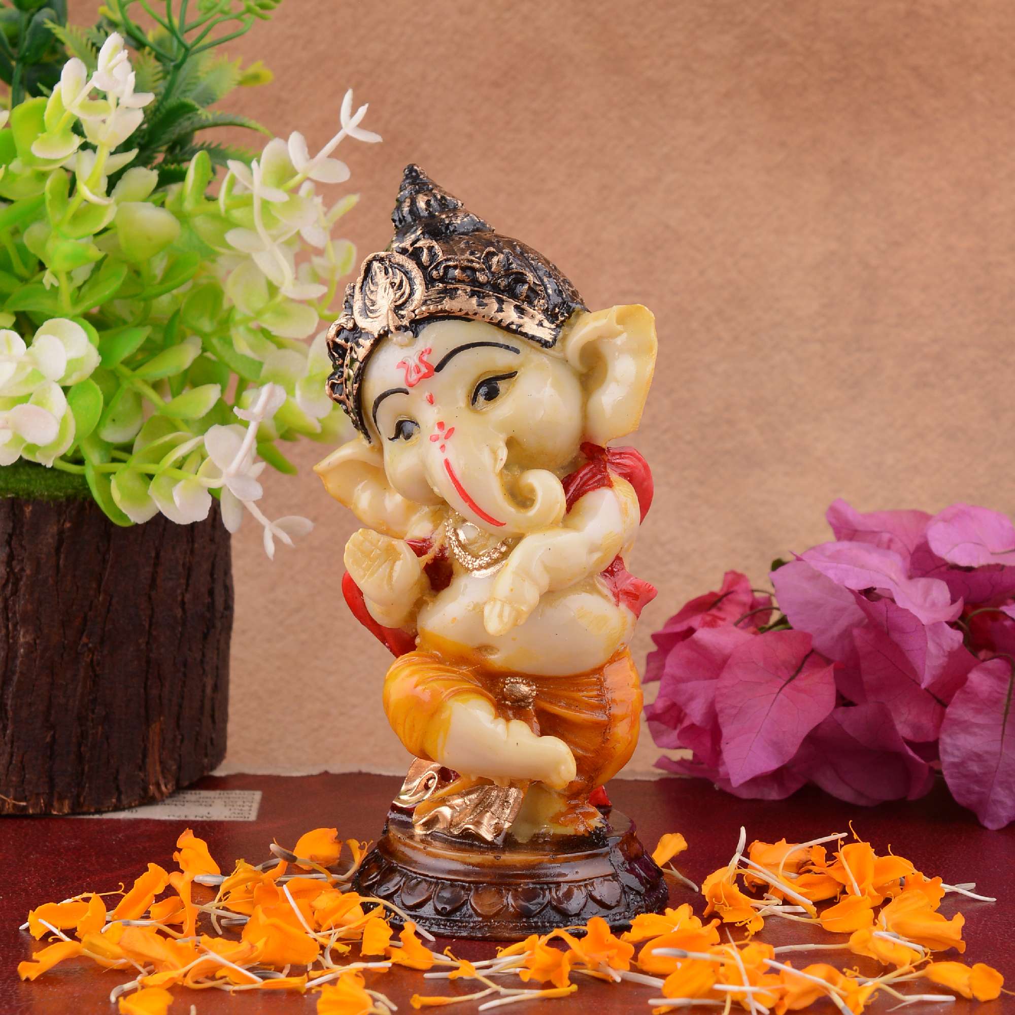 Ganesha Statue Idol Shriganesh Bhagwan Murti / Home, Office Decor / Car Dashboard / Side Table Brass Ganpati / Lord Vinayaka Statue / God of Luck & Success Sculpture / Gift Items